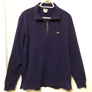 VINTAGE 90s LACOSTE LOGO NAVY BLUE 1/2 ZIP SWEATSHIRT MENS XL
